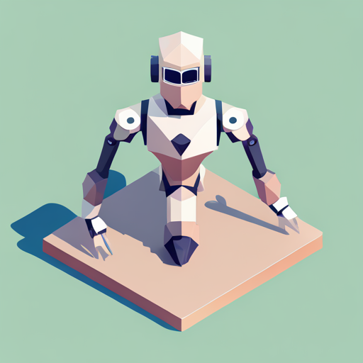 Low-poly, isometric, plastic, robot, application, sunglasses, white background