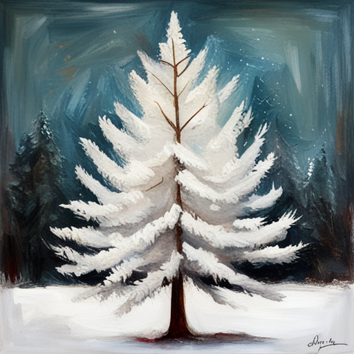 Christmas tree, white background, textured canvas, oil, vintage, photographic
