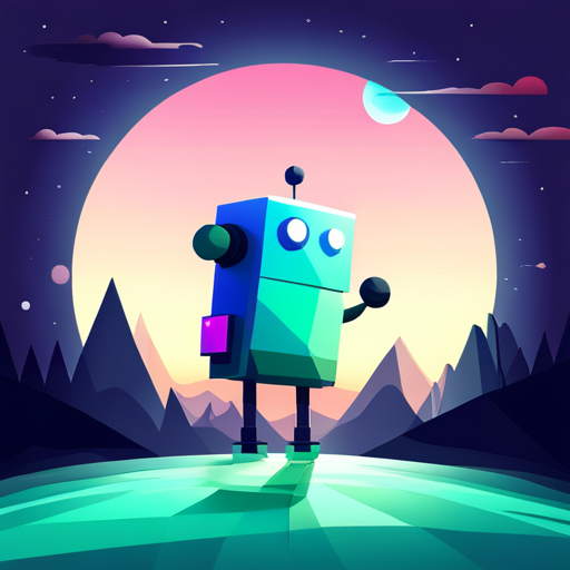 cute, robot, vector graphics, geometric shapes, low polygon count, bright colors, playful design, contemporary art, animation, 3D modeling