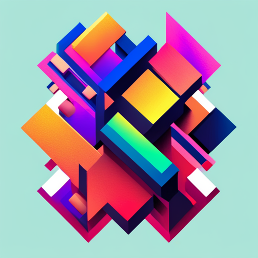 Dynamic typography, futuristic technology, geometric shapes, metallic color palette, overlapping shapes, fragmented shapes, graphic design, modernism, contrast, vibrant colors, bold lines, abstract art, minimalist design, symbolism, cyberpunk art, glitch art