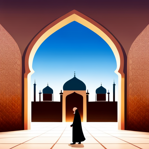 masjid symbol, border, shadow, time (04:10), caption (7 minutes walking distance), opening screen, app