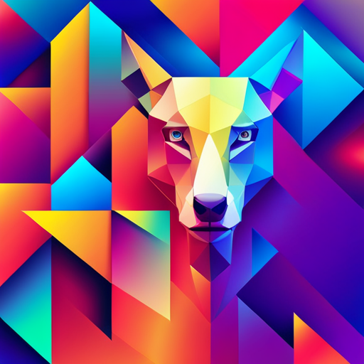 Geometric, abstract, vector, animal, robotic, mechanical, glitch art, vibrant, bright, colorful, digital, graphical, contemporary, dynamic, 3D, futuristic