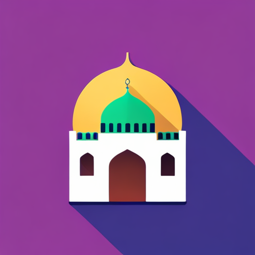 masjid symbol, rounded border, border shadow, time 04:10, caption, 7 minutes walking distance, app opening screen