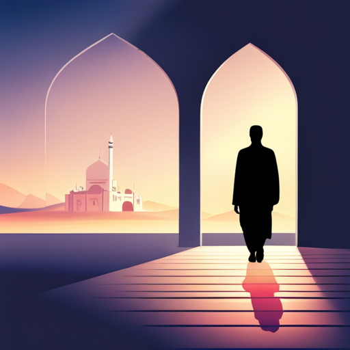 masjid symbol, border, shadow, time 04:10, caption, 7 minutes walking distance, location