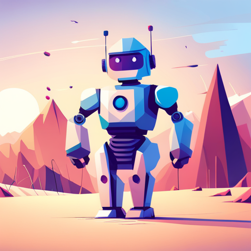 Abstract Symbolism, Low Poly, Cute, Robot, Front-Facing, Tiny, Logo Design, White Background