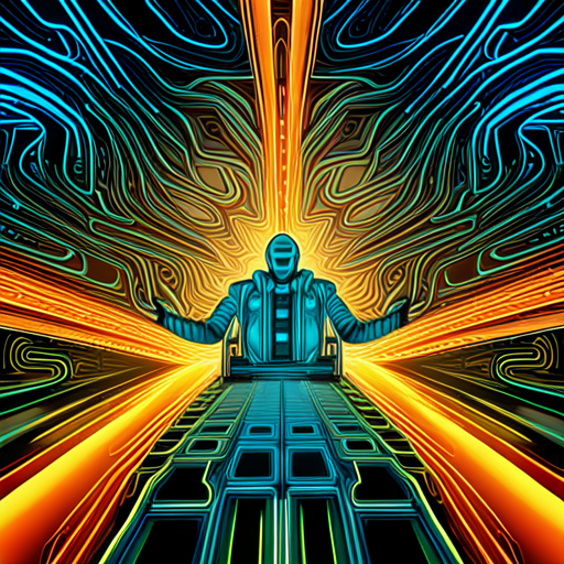 surrealism, geometric shapes, vibrant colors, abstract expressionism, vector art, science fiction, machinery, futuristic, artificial intelligence, mechanical, cybernetics, neon lights, advanced technology, energy, biomechanics, computationally generated, robotic, digital composition, synthetic