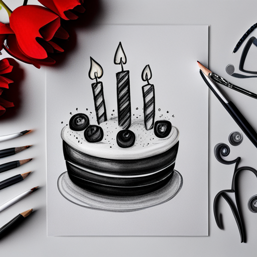 birthday celebration, pencil sketch, templates