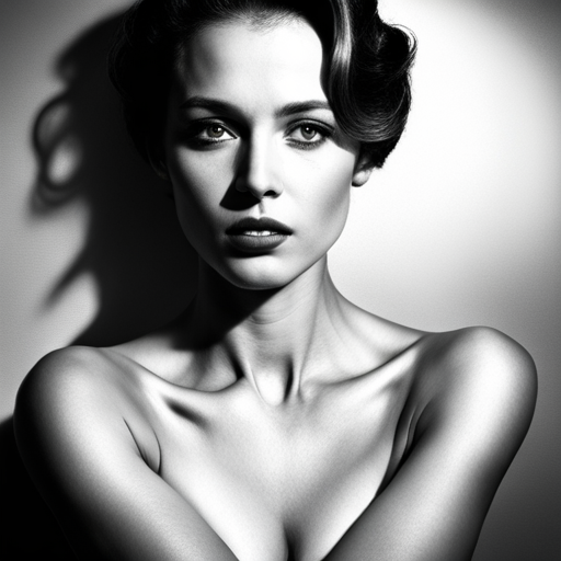 feminine strength, gracefulness, portrait, black and white, soft lighting, emotional expression, beauty, empowerment, contemporary, contrast, delicate features, monochrome, dramatic shadows, timeless elegance, classic, vintage, chiaroscuro, modernism