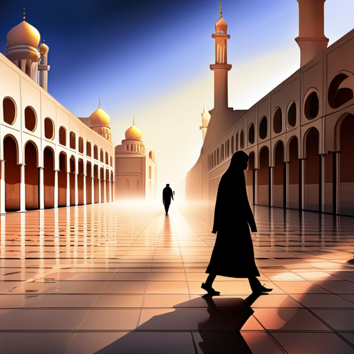 digital-art, masjid symbol, border and shadow, time 04:10, caption, walking distance, location