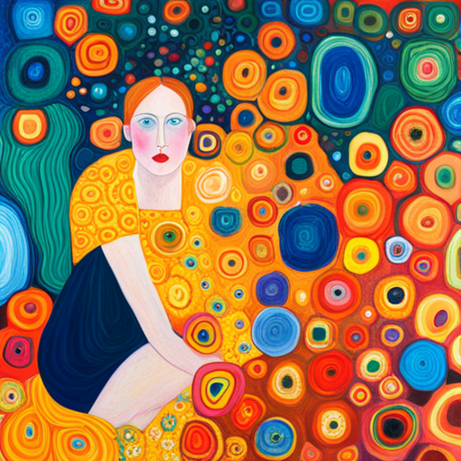 Gustav Klimt, Fauvism, Expressionism, vibrant colors, abstract shapes, icy textures, acrylic painting, animal behavior, joyful mood, dynamic perspective, spatial movement, natural influences, small scale, icy materials, unconventional framing, curved shapes, minimal line quality, animal symbolism, outdoor space, modern period, high level of detail, Henri Matisse, Henri Rousseau, playful presentation