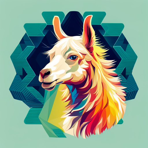 colorful abstract vector llama, futuristic robot, neon lights, geometric shapes, bold composition, metallic materials, technology, movement, cutting-edge perspective, vibrant energy
