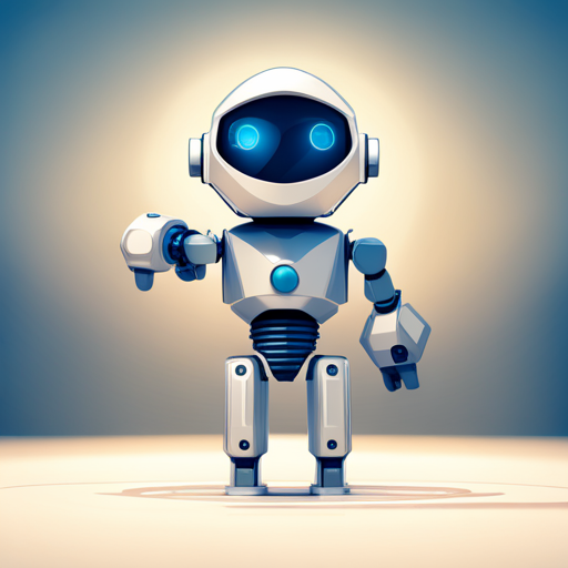 front-facing, tiny, cute robot, low-poly, white background, geometric shapes, cartoonish, robotic, shiny texture, toy-like, 3D modeling, futuristic, minimalist design, angular shapes, simple composition, primary colors