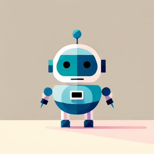 front-facing, tiny, cute, robot, abstract, symbol, logo, white background, geometric shapes, low-poly technique