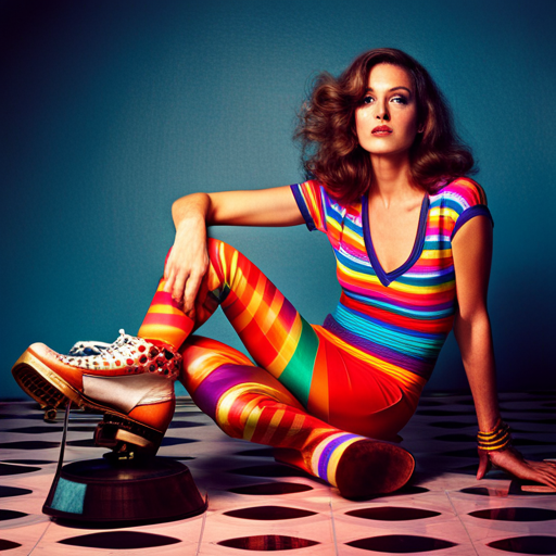 70s, vibe, psychedelic, retro, disco, groovy, colors, pattern, texture, grain, film, boogie nights, funk, flares, bell-bottoms, platform shoes, roller skates, vinyl records, disco ball, Studio 54