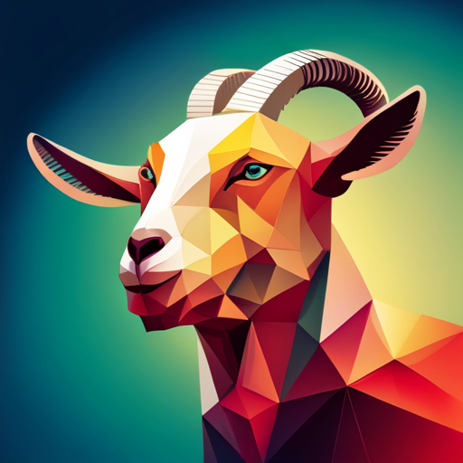 abstract, vector, goat, robot, futuristic, geometric shapes, vibrant colors, digital manipulation, mechanical, graphical elements