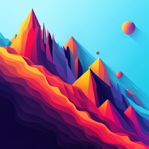 vector art, generative design, exploration, geometric shapes, simplified forms, 3D, bright colors, low-poly, abstract, minimalism
