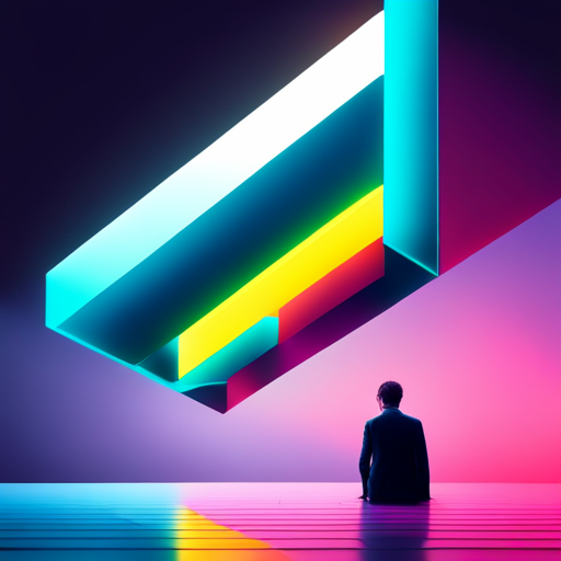 neon, modern, sleek, minimalistic, geometric shapes, complementary colors, Futurism, light and shadow, visual rhythm, chrome, reflective surfaces, high contrast, bold typography, precision, technology, sophistication