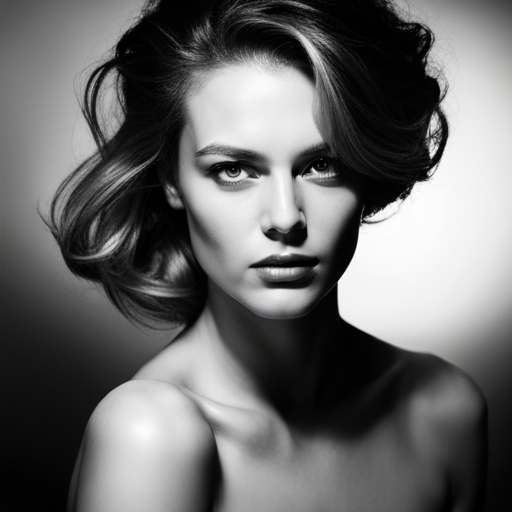 feminine strength, gracefulness, portrait, black and white, soft lighting, emotional expression, beauty, empowerment, contemporary, contrast, delicate features, monochrome, dramatic shadows, timeless elegance, classic composition, subtle textures, ethereal mood, intimate framing