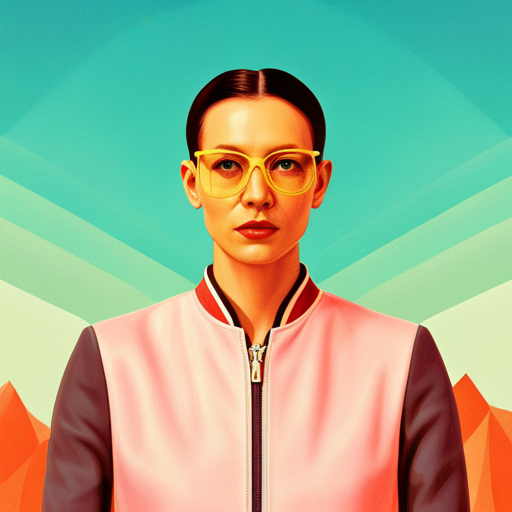 retro-futuristic, pastel-colors, symmetrical, whimsical, society-critique, hand-made, sci-fi-tech, geometric-shapes, stylized-nature, artificial-intelligence, Wes-Anderson-inspired