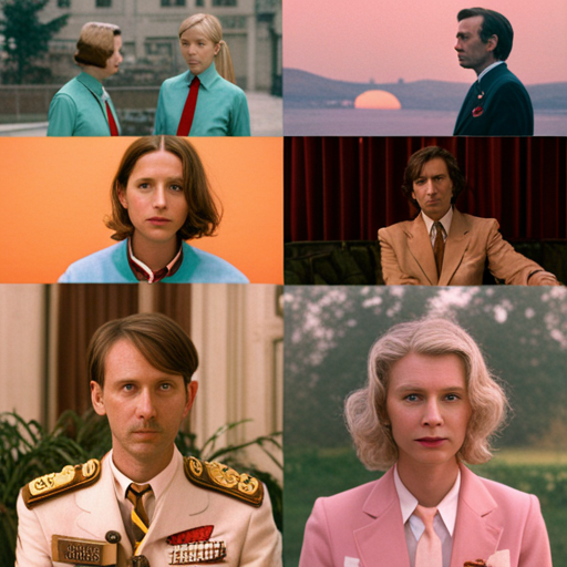 Wes Anderson, movie direction, cinematography, color palette, quirky characters, retro-future aesthetic, sci-fi romance, melancholic atmosphere, AI technology, interpersonal relationships, visual storytelling, dystopian society, nod to classic cinema