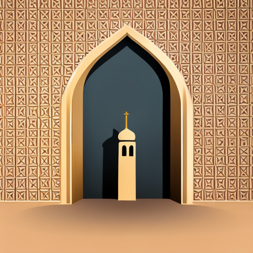 masjid symbol, border, shadow, time, 04:10, caption, 7 minutes walking distance, app opening screen, location