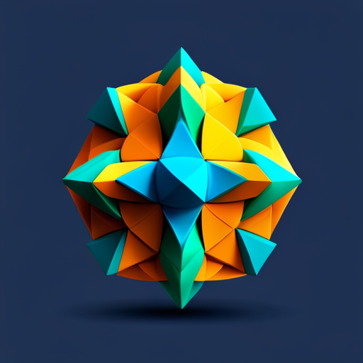 vector graphics, generative art, polyhedra, geometric shapes, abstract form, origami, minimalist, vibrant colors