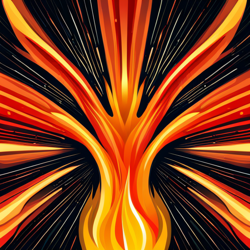 fiery, passionate, flames, heat, scorching, combustion, vector illustration, iconic, bold, explosive, red, orange, vectorized, digital art