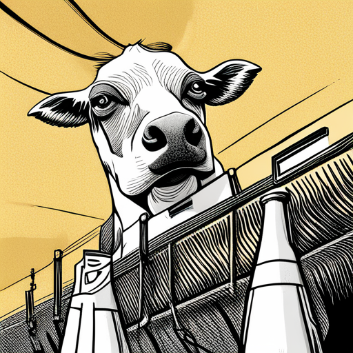 black and white, cow, taking, cartoon, milk bottle, humor, illustration, graphic novel, pop art, ink, line work, contrast, exaggerated, funny, satire, speech bubbles, narrative, action, cartooning, motion lines, expression, anthropomorphic, bold, comedy, storytelling