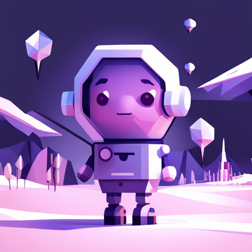 Robot, cute, tiny, low-poly, geometric shapes, digital-art, white background