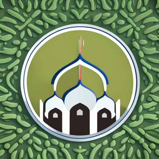 symbolic masjid, rounded border, border shadow, clock, time: 04:10, caption, 7 minutes walking distance