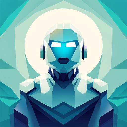 front-facing, tiny, cute, robot, abstract, symbol, logo, white-background, polygonal, geometric-shapes, digital-art