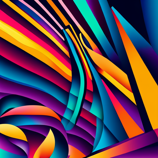 retro-futuristic, vector, abstract, geometric shapes, neon colors, distorted perspective, dynamic composition, 60s, 70s, sci-fi, futuristic technology, cyberpunk, energy, motion, action, speed, acceleration