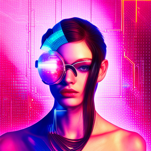 glitchy, neon, cyberpunk, reflective, distorted, futuristic, augmented reality, digital lens, metallic accents, edgy