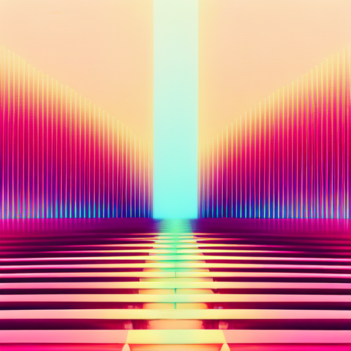retro-future, Wes Anderson films, sci-fi, colorful, geometric, symmetrical, pastel colors, vintage technology, futurism, steam-punk, dystopia, ribbed textures, mid-century design, angular shapes, computer-generated graphics, neon lights, ombré, glitch art, 80s nostalgia