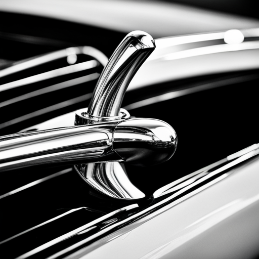 Vintage automobiles, chrome trim, sleek curves, antique engines, American classics, muscle cars, automotive design, mid-century style, black and white photography, car culture, nostalgia, speed and power, shiny surfaces