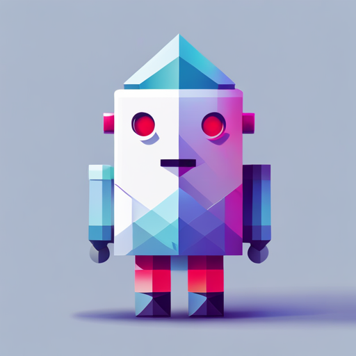 front-facing, cute robot, abstract, symbol, logo, white background, geometric shapes, low-poly, minimalism, simplicity