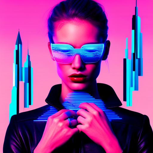 glitchy, neon, cyberpunk, reflective, distorted, futuristic, augmented reality, digital lens, metallic accents, edgy