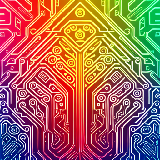 futuristic, technological, geometric shapes, neon colors, vector art, abstract expressionism, robotic, animalistic, cyborg, machine-like, circuit board, electronic components