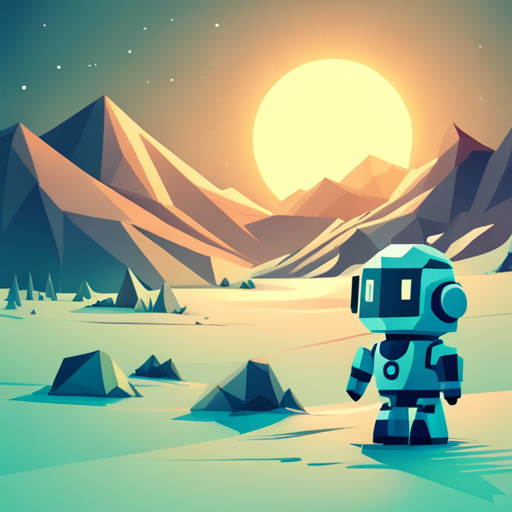 cute bot, geometric shapes, low-poly, vector