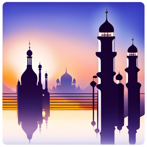 symbolic, masjid, rounded border, border shadow, clock, 04:10, caption, 7 minutes walking distance