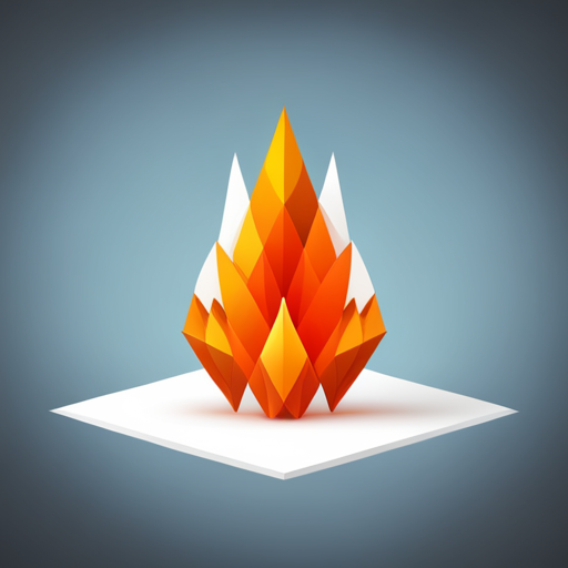 low-poly, minimalist, vector, iconography, geometric shapes, fire, flames, orange, white background