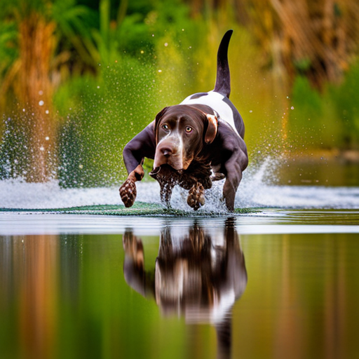 German shorthair pointer, hunting dogs, nature, outdoor photography, animal behavior, point, prey drive, breeds, hunting, wild game, bird hunting, scent, tracking, camouflaged, agility, trained, field trial, energetic, athletic, muscular, intelligent