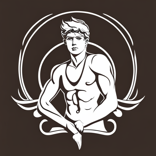 Vector art inspired by the mythological figure Hermes, featuring intricate geometric shapes and impeccable line quality