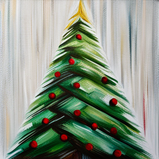 Christmas tree, textured canvas, oil, vintage