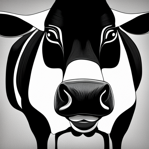 black and white, cow, acid, psychedelic, surrealism, cartoon, pop art