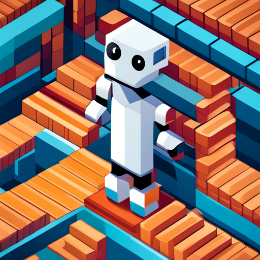 isometric perspective, plastic material, robot, application, mascot, low polygon count