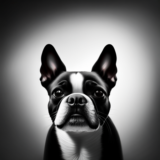 dog, animal, pet, boston terrier, black and white, close-up, portrait, expressive, texture, contrast