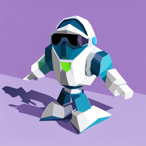 low-poly, isometric, plastic, robot, application, sunglasses, white background