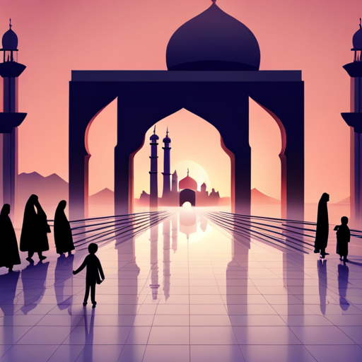 masjid symbol, border, shadow, 04:10, 7 minutes walking distance, app opening screen, time, location