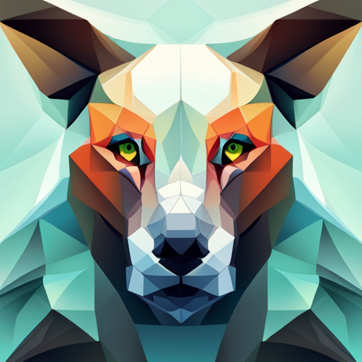 Vector art, abstract expressionism, animal subject, robotic elements, geometric shapes, monochromatic color scheme, texture blending, low polygon count